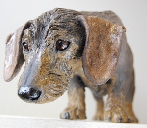 mini wire haired dachshund dog sculpture