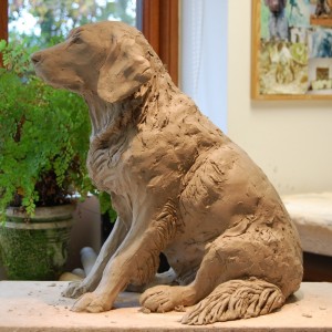 golden retriever dog sculpture