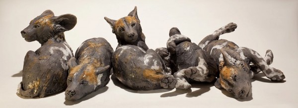wild dog pup sculptures