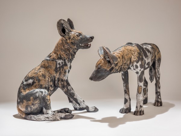 painted dog sculpture